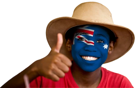 Kanadier mit Flagge im Gesicht