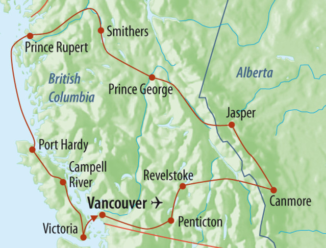 Westkanada Rundreise - Reiseroute