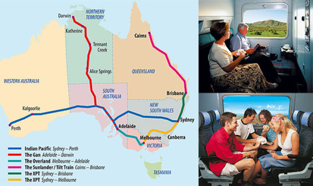 Mit dem Zug durch Australien Bahnstreckennetz Australien