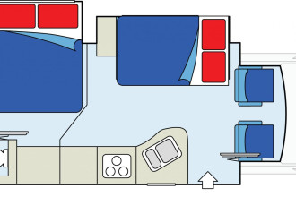 CanaDream RV SVC Super Van Conversion Innenansicht bei Nacht By: CanaDream RV Reisebild: CanaDream RV SVC Super Van Conversion Innenansicht bei Nacht
