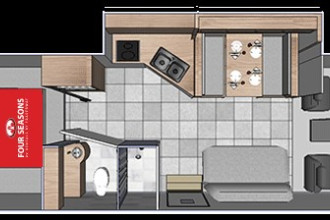 Reisebild: Wohnmobil Urlaub Kanada Four Seasons RV C-XLarge Innenansicht am Tag