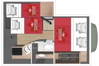 Wohnmobil Urlaub Kanada Fraserway Truck Camper mit Etagenbett Innenansicht bei Nacht By: Fraserway RV Reisebild: Wohnmobil Urlaub Kanada Fraserway Truck Camper mit Etagenbett Innenansicht bei Nacht