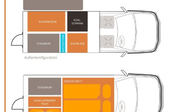Wanderer Outback 2 Personen Allradcamper Floorplan By: RedSands Campers Reisebild: Wanderer Outback 2 Personen Allradcamper Floorplan