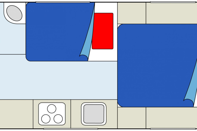 CanaDream RV TCA Maxi Travel Camper Innenansicht bei Nacht Foto des Modells - CanaDream RV TCA Maxi Travel Camper Innenansicht bei Nacht