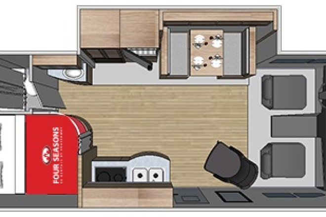 Wohnmobil Urlaub Kanada Four Seasons RV C-Large Innenansicht am Tag Foto des Modells - Wohnmobil Urlaub Kanada Four Seasons RV C-Large Innenansicht am Tag