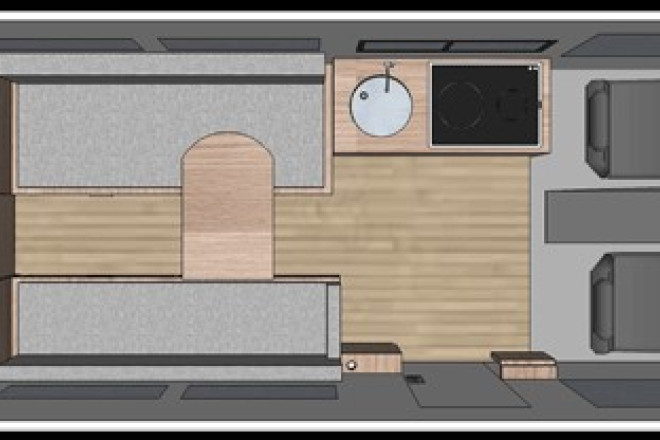 Wohnmobil Urlaub Kanada Four Seasons RV Van Conversion Innenansicht am Tag Foto des Modells - Wohnmobil Urlaub Kanada Four Seasons RV Van Conversion Innenansicht am Tag