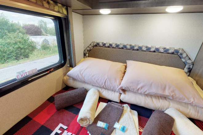 Foto des Modells - Wohnmobil Urlaub Kanada Fraserway C-Medium Schlafbereich