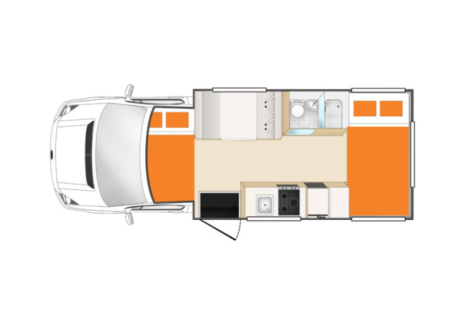 Apollo Euro Camper Floorplan Nacht Foto des Modells - Apollo Euro Camper Floorplan Nacht