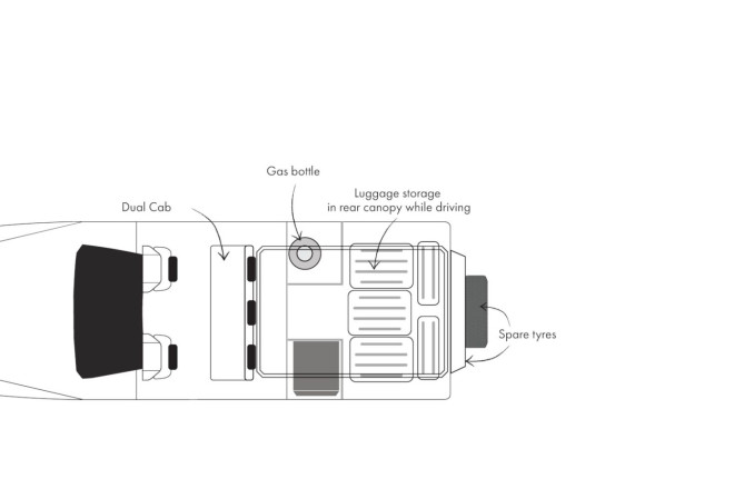 Britz Warrior Floorplan Nacht Foto des Modells - Britz Warrior Floorplan Nacht